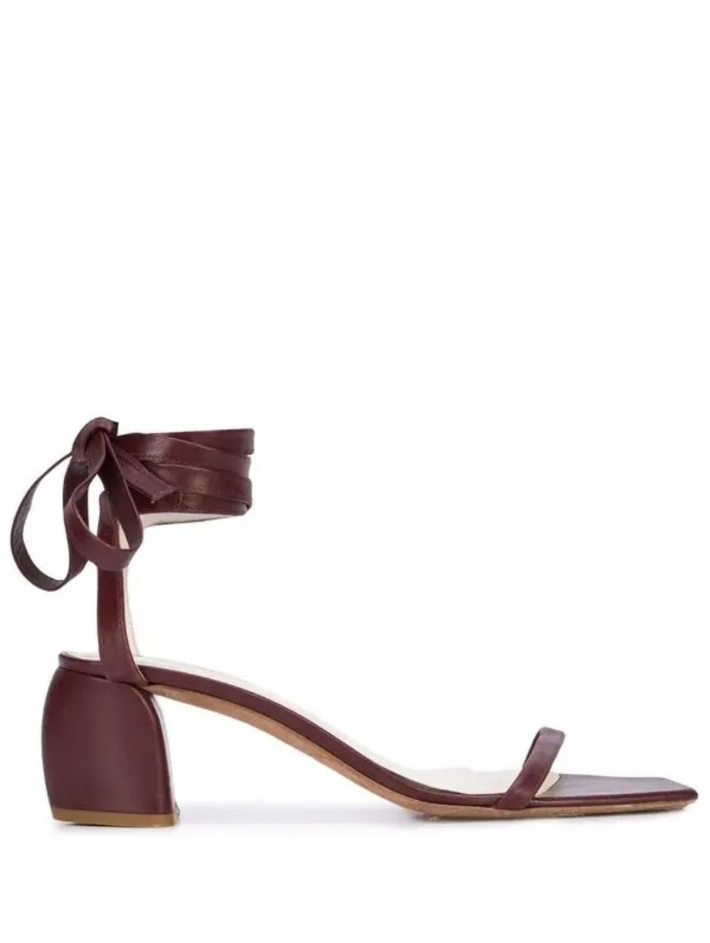 Tibi Shyah Ankle-Tie Block Heel Sandal in Burgundy Leather Size 41